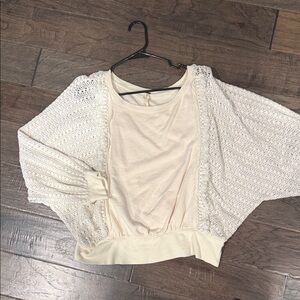 Free People Cream Knit Sweatshirt